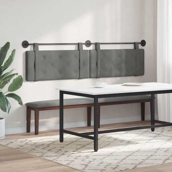 vidaXL Visoki naslon za glavo Temno siva 210 x 55 x 5 cm Žamet