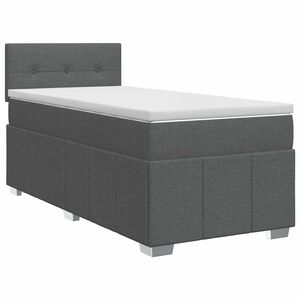 vidaXL Postelja boxspring z vzmetnico Temno siva 90 x 190 cm Blago