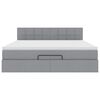 vidaXL Otomanska postelja z vzmetnico&LEDs svetlo siva 180x200cm blago