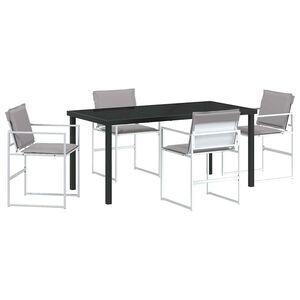 vidaXL Komplet za jedilnico v vrtu 5 pcs Bela 160 x 80 x 73 cm