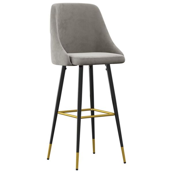 vidaXL Barski stolčki 2 kosa svetlo siv žamet