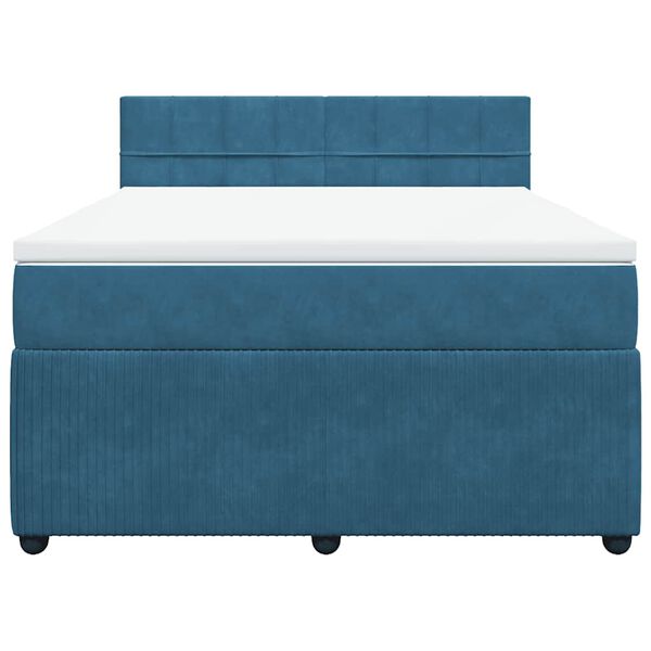 vidaXL Box spring postelja z vzmetnico modra 140x200 cm žamet