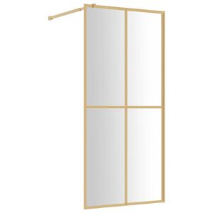 vidaXL Stena za tu&scaron; s prozornim ESG steklom zlata 80x195 cm