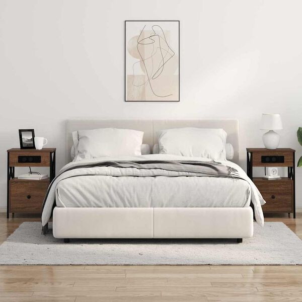 vidaXL Nočna omarica Rjav hrast 40 x 31 x 60 cm Konstruiran les