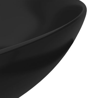vidaXL Kopalniški umivalnik keramičen mat črne barve okrogel
