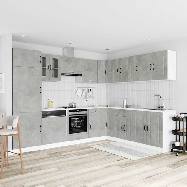 vidaXL 14 kosov kuhinjska omarica Kalmar betonsko siv inženirski les