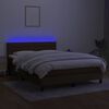 vidaXL Box spring postelja z vzmetnico LED temno rjava 140x190cm blago