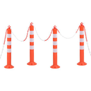 vidaXL Prometni stebrički 4 kosi z verigo 75 cm PE