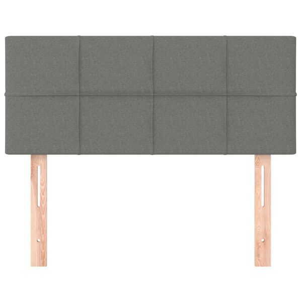 vidaXL Posteljno vzglavje temno sivo 90x5x78/88 cm blago