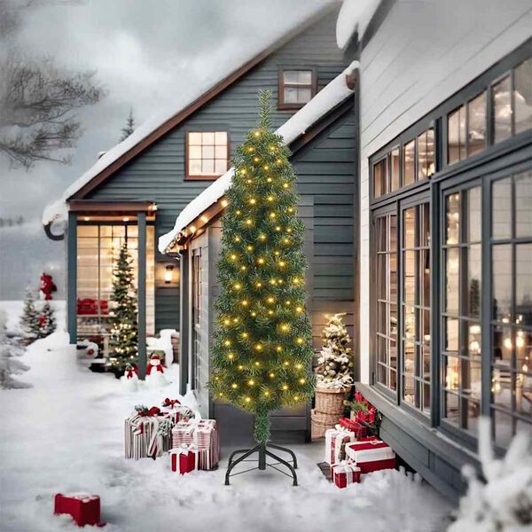 vidaXL Umestno božično drevo Zelena 240 cm PVC in Jeklo in Plastika