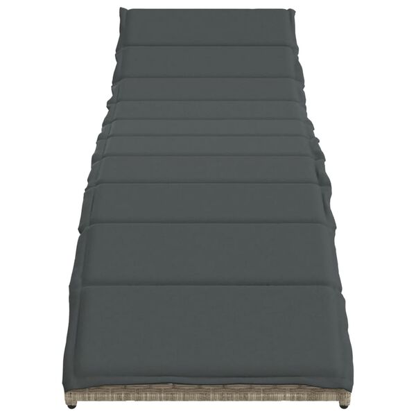 vidaXL Ležalnik z blazino svetlo siv 55x199x50 cm poli ratan