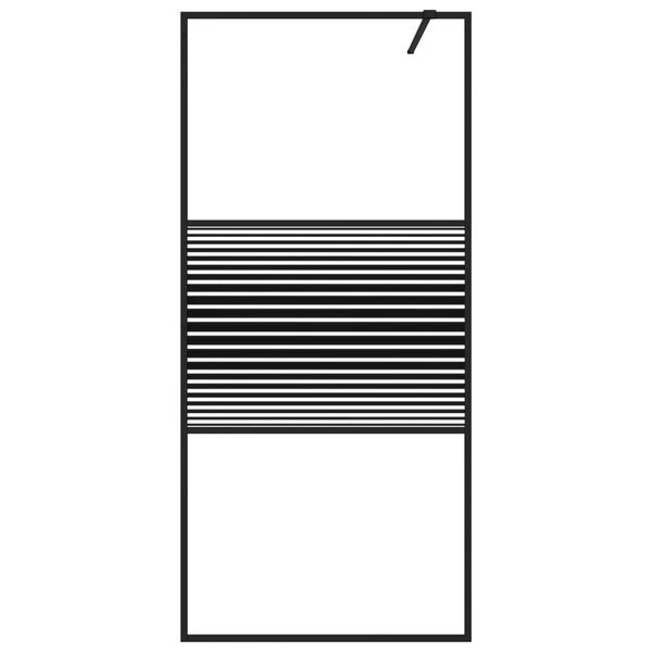 vidaXL Pregrada za tu&scaron; črna 90x195 cm prozorno ESG steklo