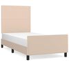 vidaXL Posteljni okvir z vzglavjem kapučino 100x200 cm umetno usnje