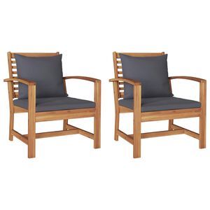 vidaXL Stol z blazino 2 pcs Rjava in temno siva 65 x 60 x 76,5 cm