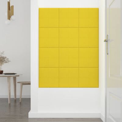 vidaXL Stenski paneli 12 kosov svetlo rumeni 30x30 cm blago 1,08 m²