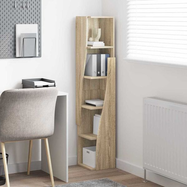 vidaXL Kotna omarica Sonoma hrast 27,5x27x140cm Konstruiran les