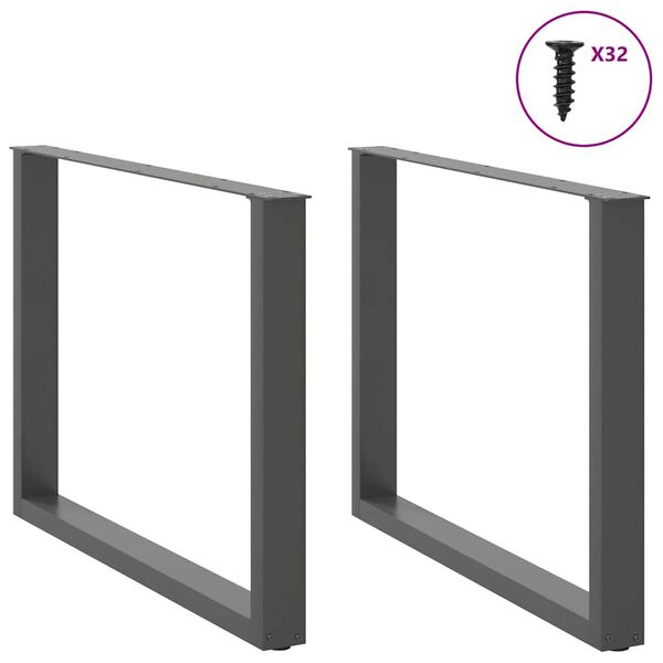 vidaXL Noge za jedilno mizo v obliki črke U, 2 kosa, antracitne, 100 x (72-73) cm, jeklo