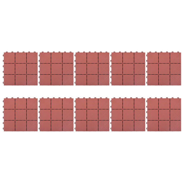 vidaXL Talne plošče 10 kosov rdeče 30,5x30,5 cm plastika