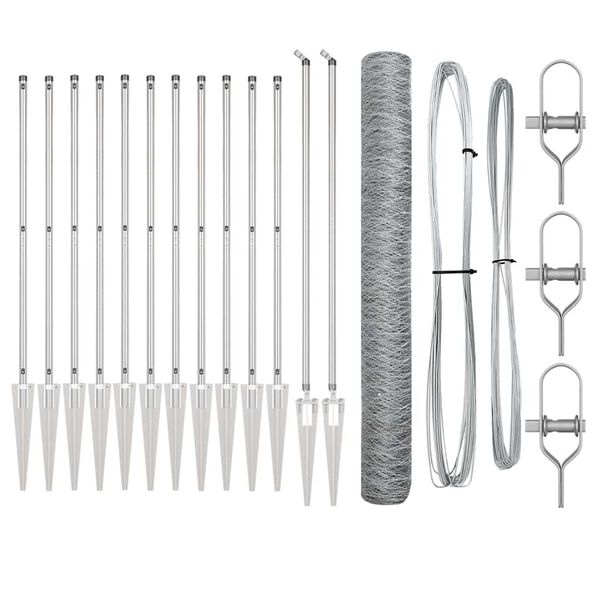 vidaXL Steber ograje. srebrna 10 x 1,4 m (50 mm mreža) Jeklo