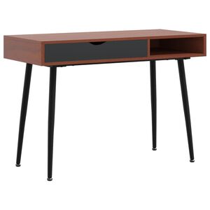 vidaXL Računalni&scaron;ka miza s predalom rjava 110x50x75 cm inženirski les