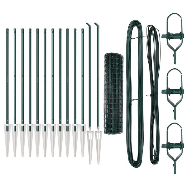 vidaXL Ograja s stebrom Zelena 1,2 x 25 m Jeklo in PVC