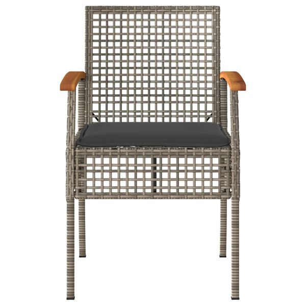 vidaXL Bistro garnitura 3-delna z blazinami siv poli ratan in akacija