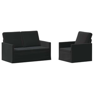 vidaXL Kavčna garnitura 2 pcs Črna Žamet