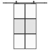 vidaXL Drsna vrata z opremo črna 102,5x205 cm kaljeno steklo