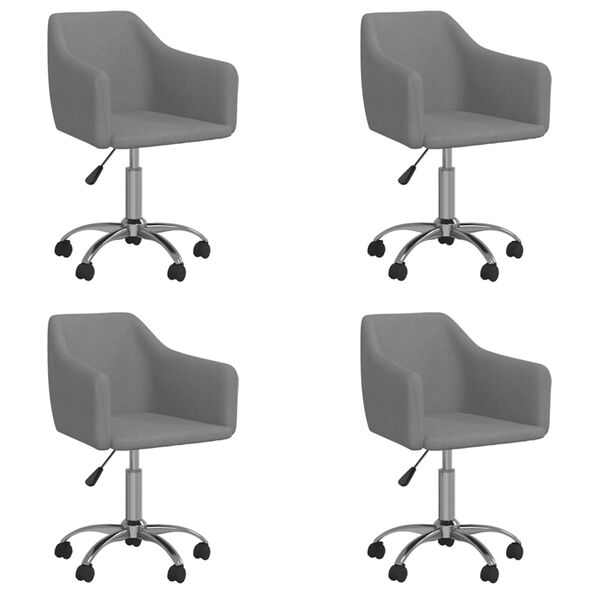 vidaXL Vrtljivi jedilni stoli 4 kosi svetlo sivo blago