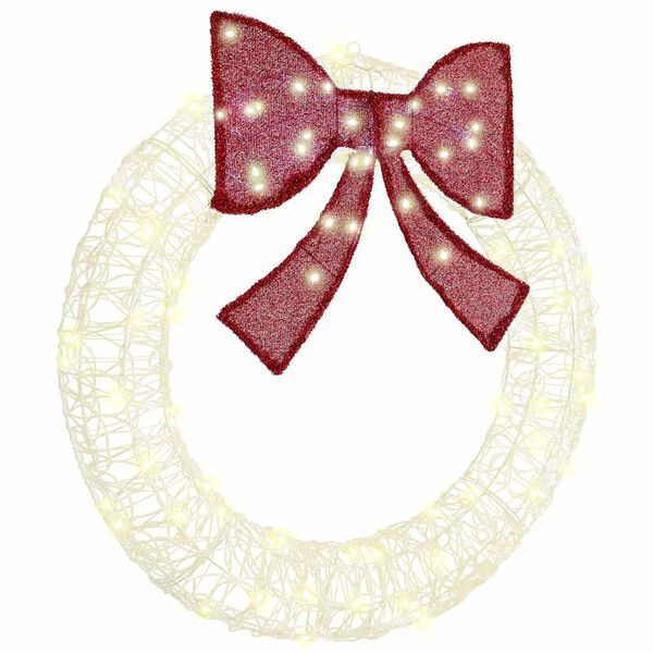 vidaXL Venec med 80 LED Toplo bela 92 x 9.5 x 92 cm Akril