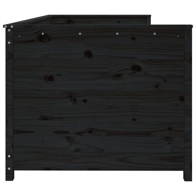 vidaXL Dnevna postelja črna 100x200 cm trdna borovina