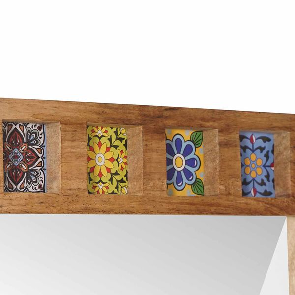 vidaXL Ogledalo za kopalnico Naravna 50 x 70 x 3 cm Masiven les manga