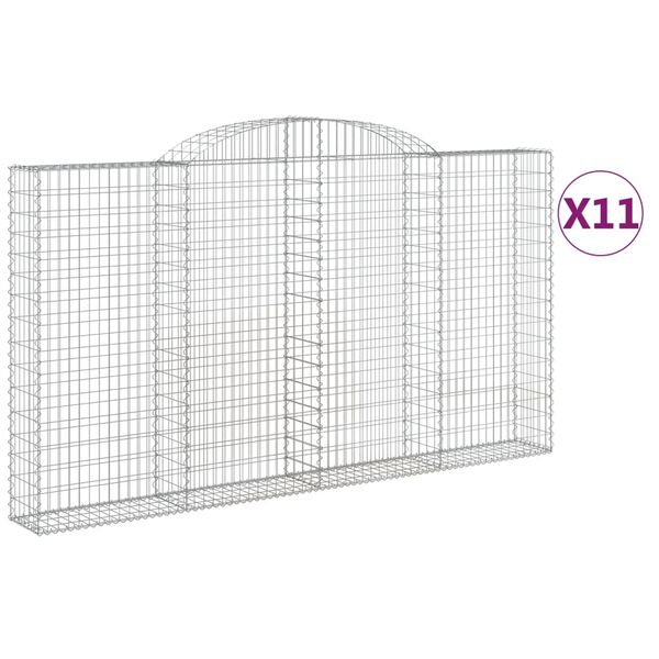 vidaXL Obokane gabion ko&scaron;are 11kosi 300x30x160/180 cm pocinkano železo