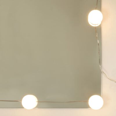 vidaXL Toaletna mizica z LED lučkami dimljeni hrast 86,5x35x136 cm