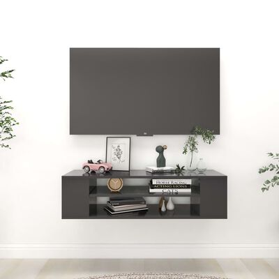 vidaXL Viseča TV omarica siva 100x30x26,5 cm iverna plošča