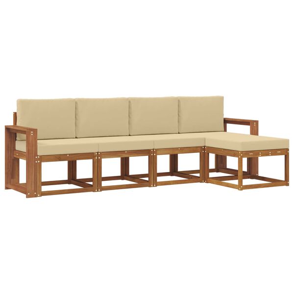 vidaXL Zunanja garnitura za sedenje z blazino 5 pcs Naravna in bež