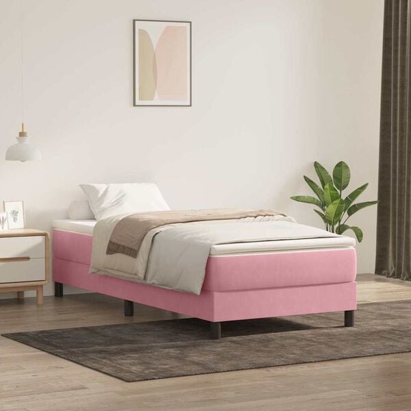 vidaXL Box Spring postelja brez vzmetnico Pink 100x220 cm Žamet