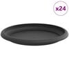 vidaXL Krožni cvetlični pladenj 24 kos Črna &Oslash; 17,5 x 2 cm Plastika