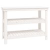 vidaXL Delovna miza bela 110,5x50x80 cm trdna borovina