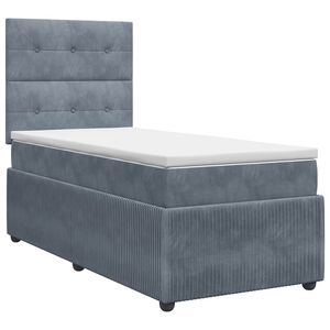 vidaXL Postelja boxspring z vzmetnico Temno siva 80 x 200 cm Žamet