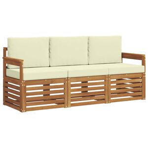 vidaXL Sedežne garniture 3 pcs Naravna in smetana Masiven les akacije