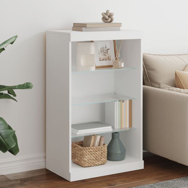 vidaXL Komoda z LED lučkami bela 60,5x37x100 cm