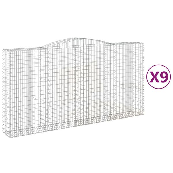 vidaXL Obokane gabion košare 9 kos 400x50x200/220 cm pocinkano železo