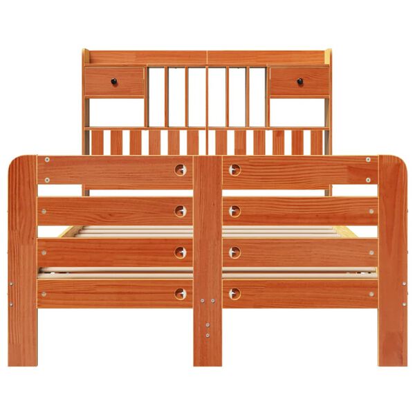 vidaXL Knjižna postelja brez vzmetnice vo&scaron;č. rjava 135x190 cm borovina