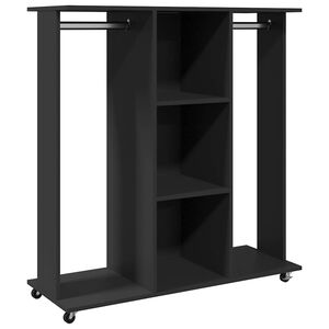 vidaXL Garderobna omara s kole&scaron;čki črna 102x38x110 cm inženirski les