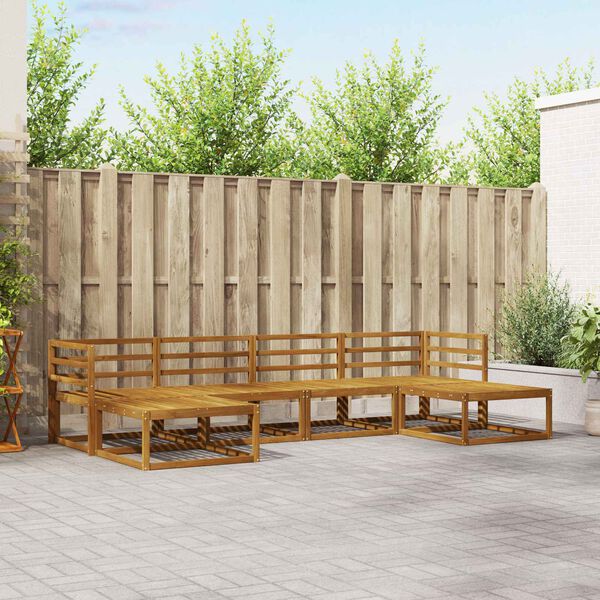 vidaXL Zunanja garnitura za sedenje z blazino 6 pcs Naravna in smetana