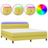 vidaXL Box spring postelja z vzmetnico LED zelena 180x200 cm blago