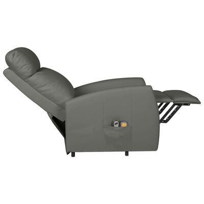 vidaXL Masažni stol s funkcijo vstajanja sivo umetno usnje