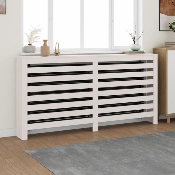 vidaXL Pokrov za radiator bela 169x19x84 cm trdna borovina