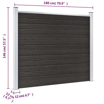 vidaXL Ograjni panel WPC 180x146 cm siv